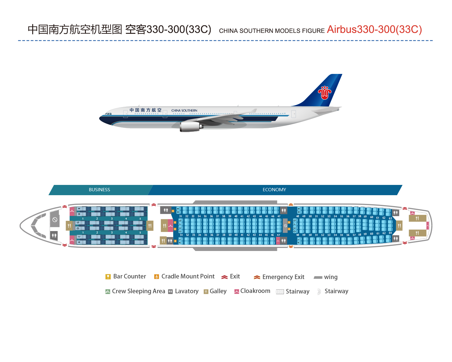 Cabin plan of our Airbus A330-300